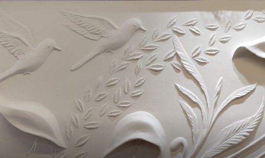 Birds in flight — relief mural hand-sculpted by Aadi Arts, Lucknow