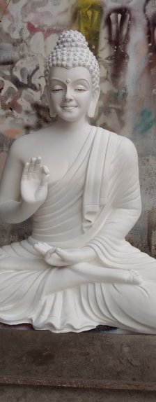 White marble Buddha statue sculpted by Aadi Arts, Lucknow